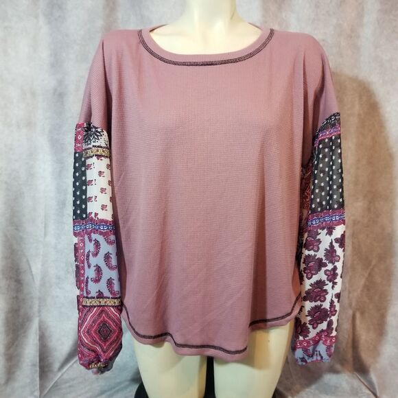 Baea Pink Paisley Knit Blouse Size 1X - Picture 2 of 5